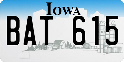 IA license plate BAT615