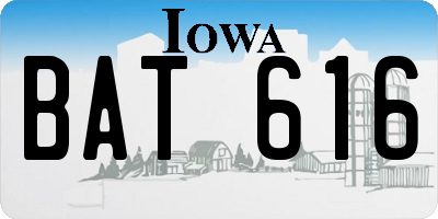 IA license plate BAT616