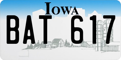 IA license plate BAT617