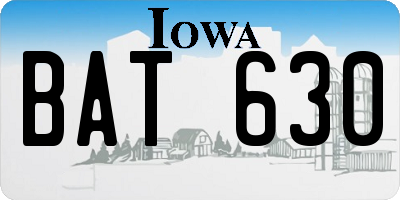 IA license plate BAT630