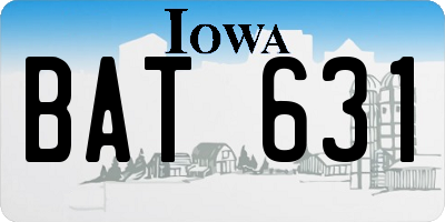 IA license plate BAT631