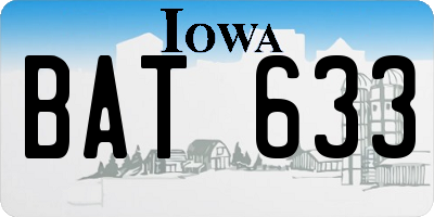 IA license plate BAT633