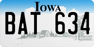 IA license plate BAT634