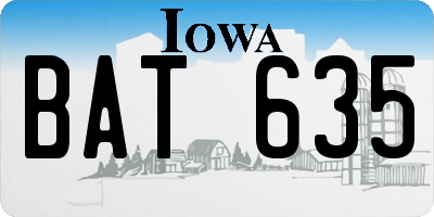 IA license plate BAT635