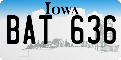 IA license plate BAT636