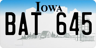 IA license plate BAT645