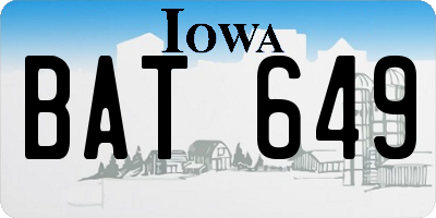 IA license plate BAT649