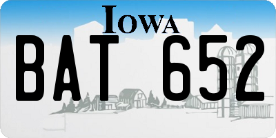 IA license plate BAT652