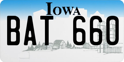 IA license plate BAT660