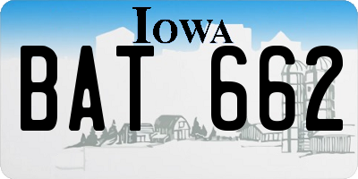 IA license plate BAT662