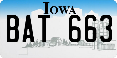 IA license plate BAT663