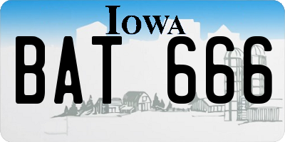IA license plate BAT666