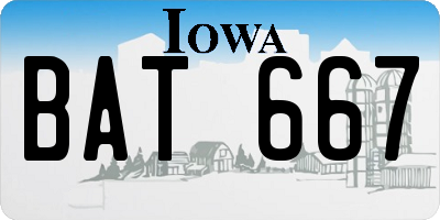 IA license plate BAT667