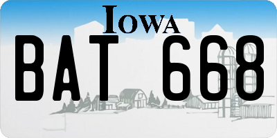 IA license plate BAT668