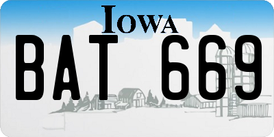 IA license plate BAT669