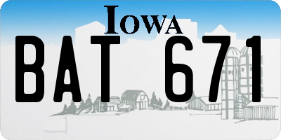 IA license plate BAT671