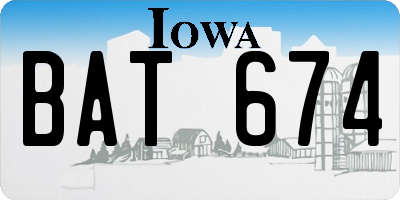 IA license plate BAT674