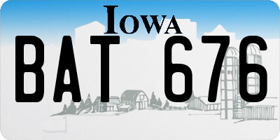IA license plate BAT676