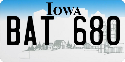 IA license plate BAT680
