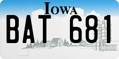 IA license plate BAT681