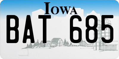 IA license plate BAT685