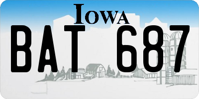 IA license plate BAT687
