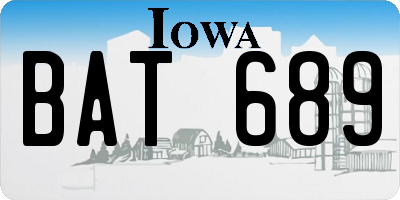 IA license plate BAT689