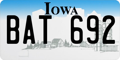 IA license plate BAT692
