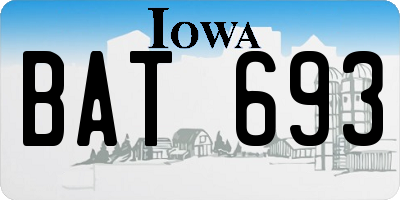 IA license plate BAT693
