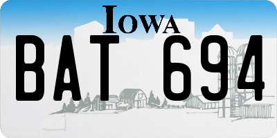 IA license plate BAT694