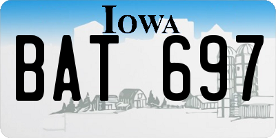 IA license plate BAT697
