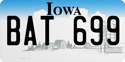 IA license plate BAT699
