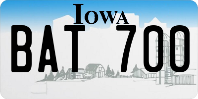 IA license plate BAT700
