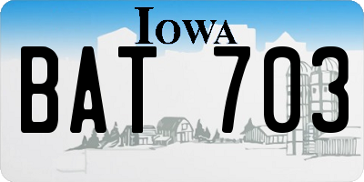 IA license plate BAT703