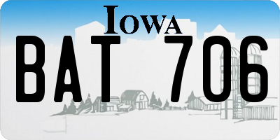 IA license plate BAT706