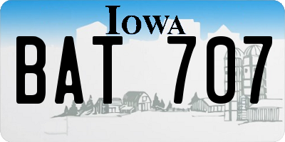 IA license plate BAT707