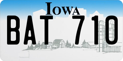 IA license plate BAT710