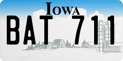 IA license plate BAT711