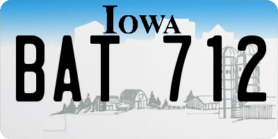 IA license plate BAT712