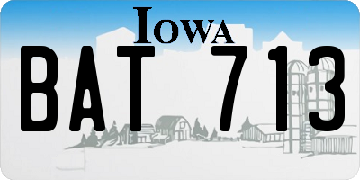 IA license plate BAT713