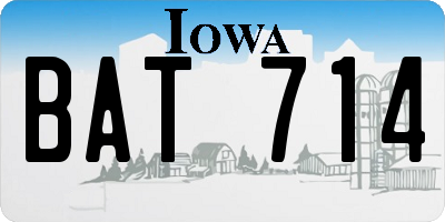 IA license plate BAT714