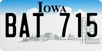 IA license plate BAT715