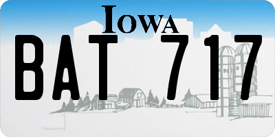 IA license plate BAT717