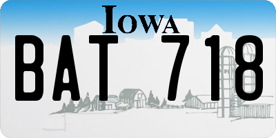 IA license plate BAT718