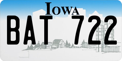 IA license plate BAT722