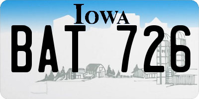 IA license plate BAT726