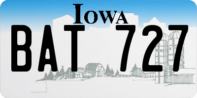 IA license plate BAT727