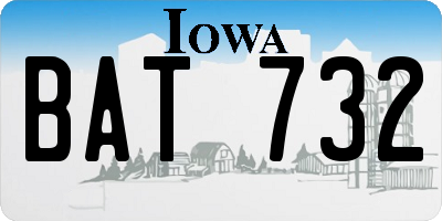 IA license plate BAT732