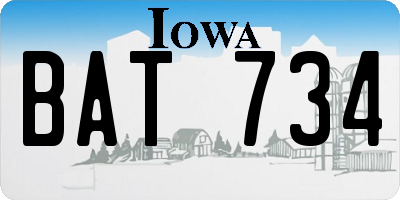 IA license plate BAT734