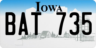 IA license plate BAT735